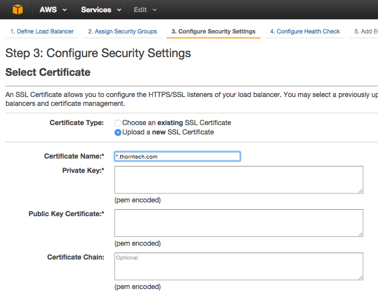 Adding SSL Certificate to AWS